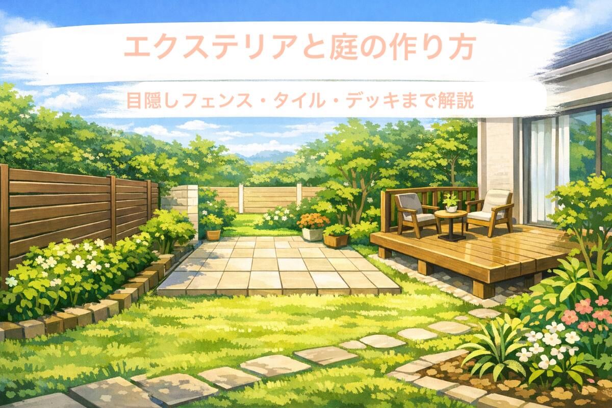 エクステリアと庭の作り方｜目隠しフェンス・タイル・デッキまで解説