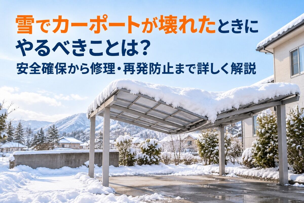 雪でカーポートが壊れたときにやるべきことは？安全確保から修理・再発防止まで詳しく解説